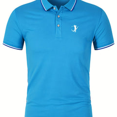 Men's Golfing Graphic Polo Shirt - Casual Stretch Lapel Button Up Polo