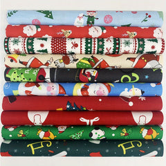 10pcs Christmas Cotton Fabric DIY Patchwork Sewing Materials 25x25cm
