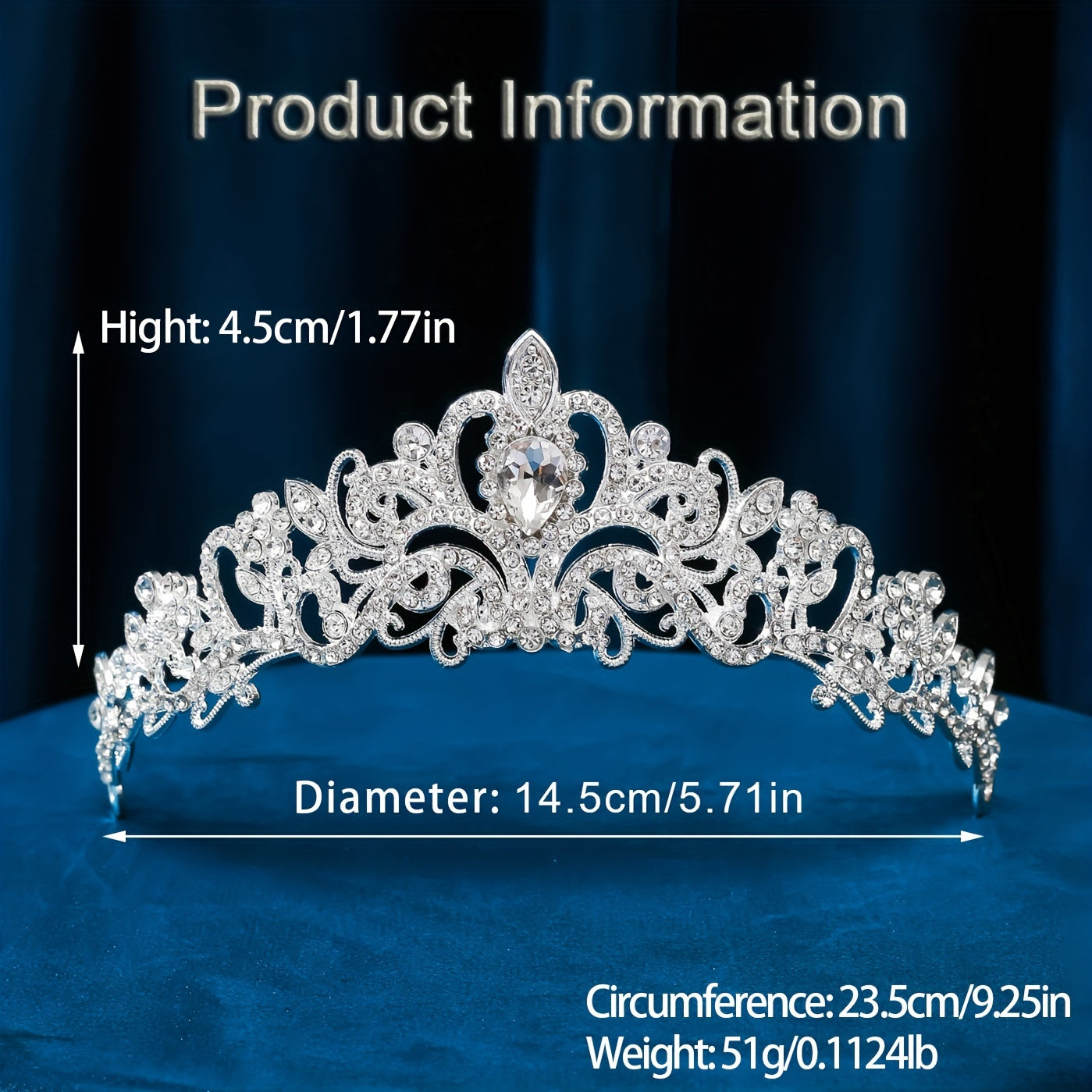 Metal Rhinestone Tiara Hair Accessories for Women