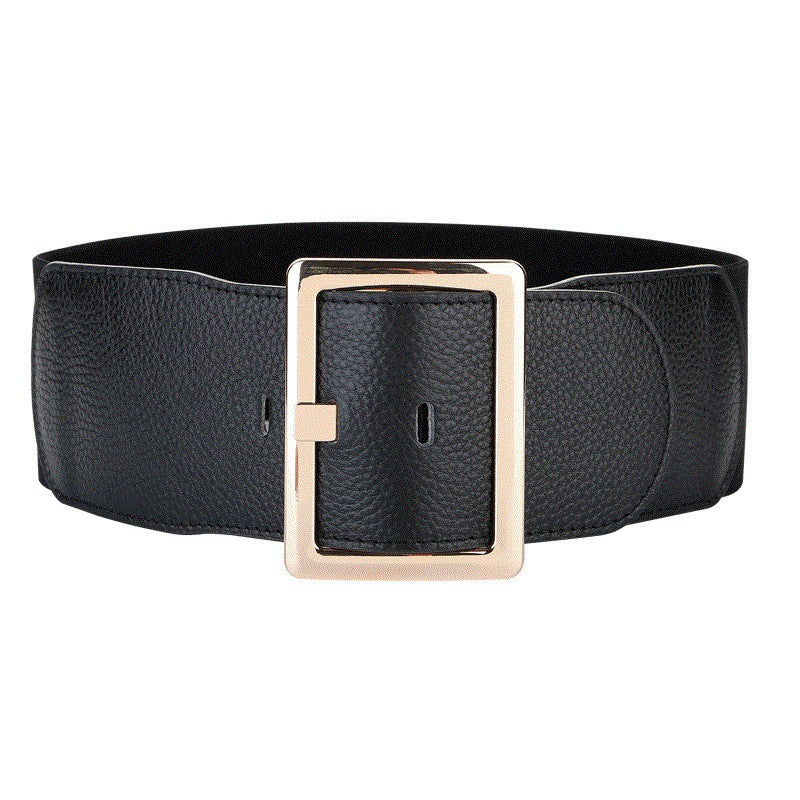 Women's Wide Girdle Waist Belt with Metal Buckle