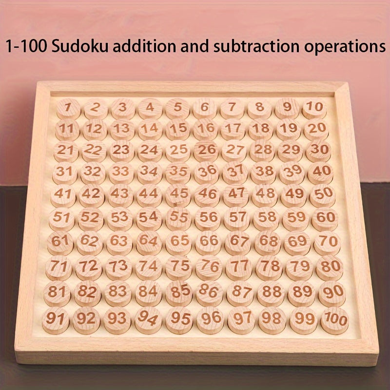 Wooden Educational Toy: 100 Numbers Arithmetic Game