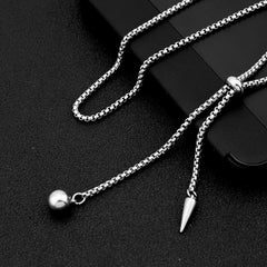 Stainless Steel Rivet Ball Pendant Necklace