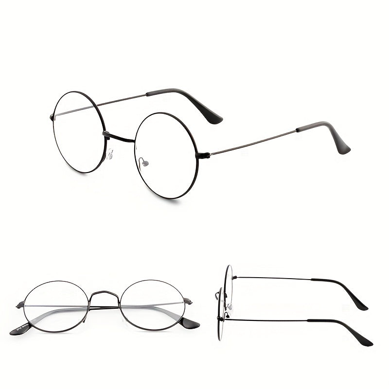 Round Clear Lens Glasses For Women Men Students Metal Myopia Spectacles