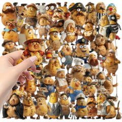 50pcs Cartoon Potato Stickers Reusable Assorted Characters