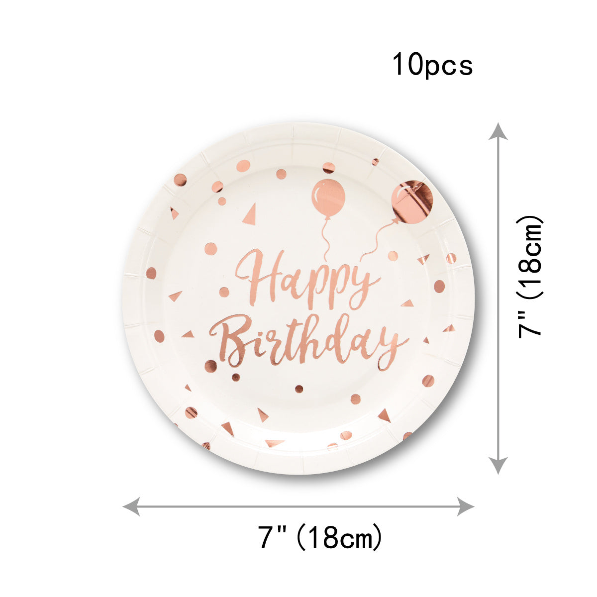25pcs Happy Birthday Tableware Rose Golden Paper Plates Napkins