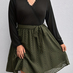  Casual Dress Women's Long Sleeve Surplice Neck Dress