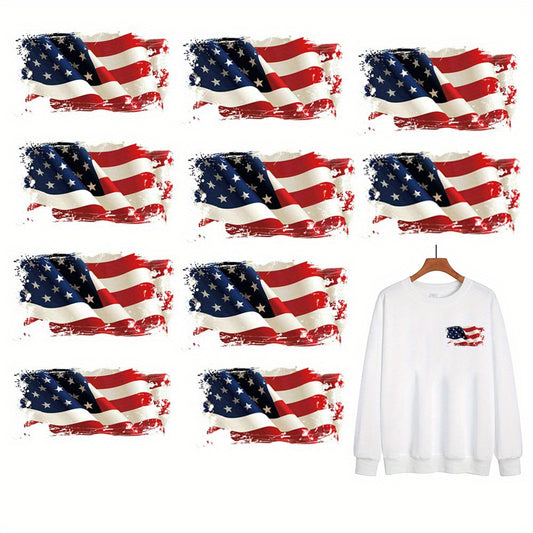 10pcs American Flag Heat Transfers Patches for DIY Uniform Vest Jacket T-Shirt