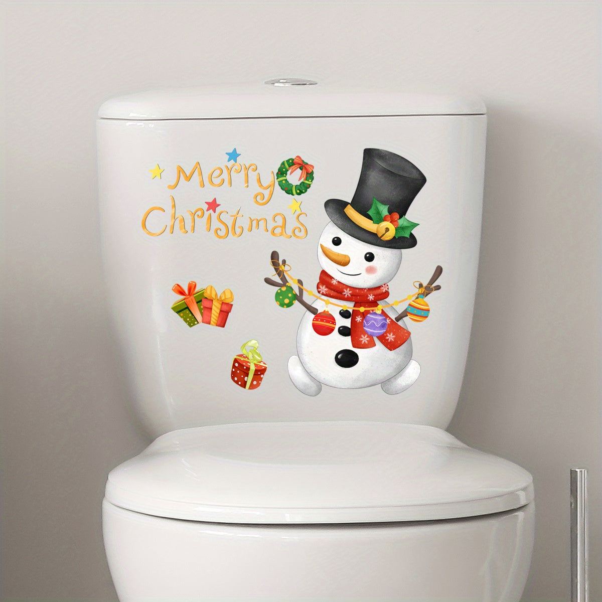 Christmas Tree Toilet Lid Decal Self Adhesive Wall Sticker Bathroom Decor