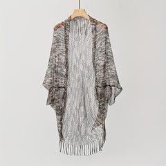 Fishnet Tassel Shawl Mesh Bikini Cover Up Beach Cape