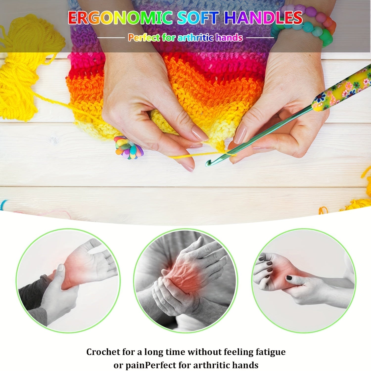 9pcs Aluminum Crochet Hooks Set Floral Crochet Kit for Beginners