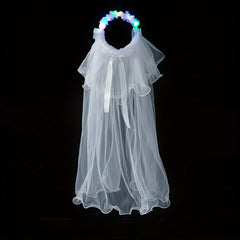 Glowing Bridal Wedding Hair Tie With Gauze Headdress