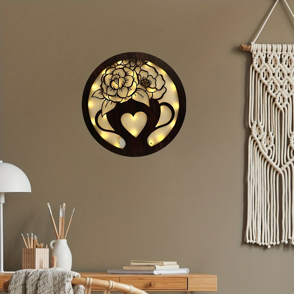 Children's Room LOVE Hanging LED Light Decoration Retro Wooden Sign