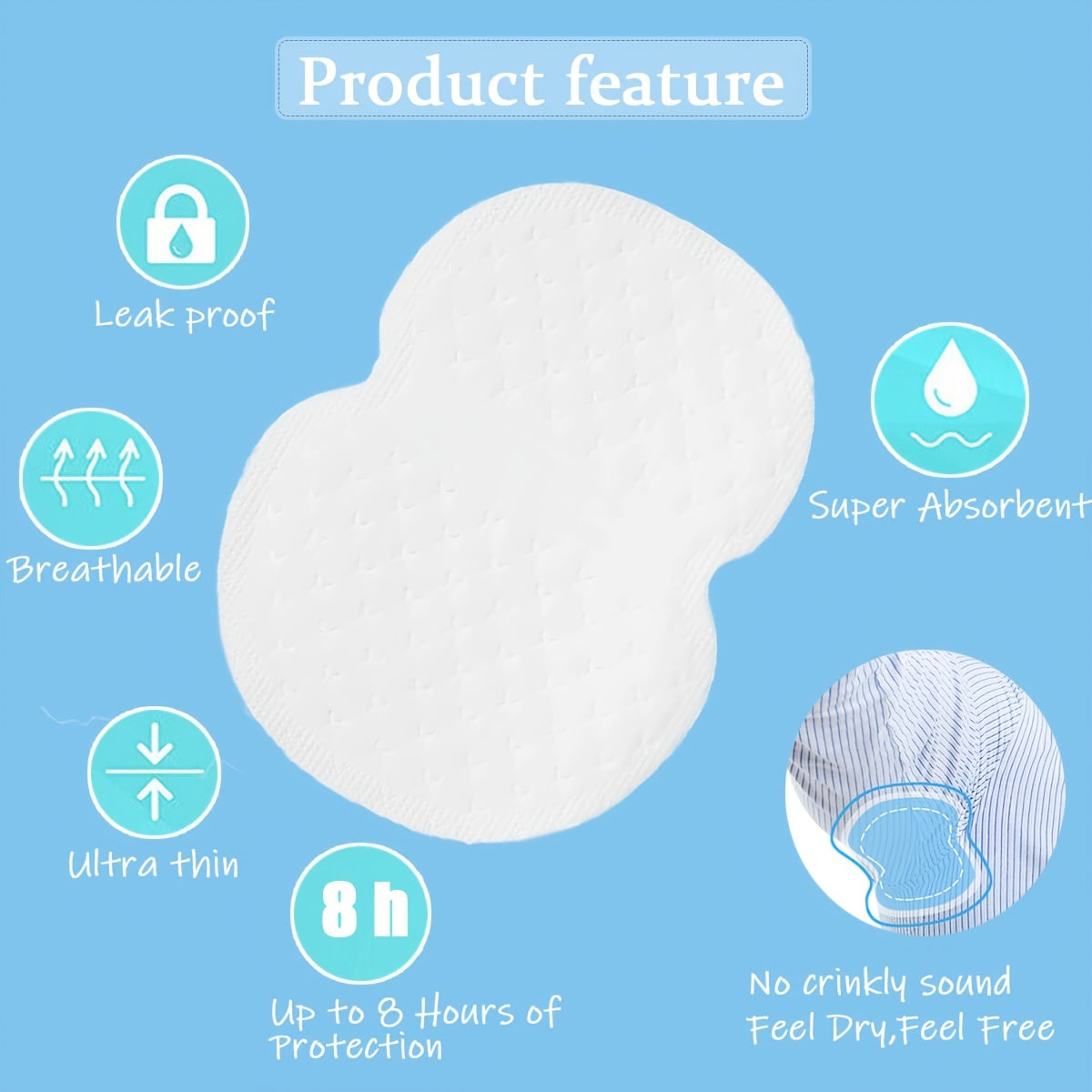 50pcs Sports Sweat Patch Breathable Underarm Pads
