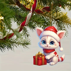 5pcs Christmas Cat Acrylic Decoration Pendant Home Gift