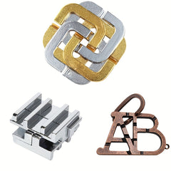 Metal Puzzle Set Brain Teaser IQ Challenge Game Gift
