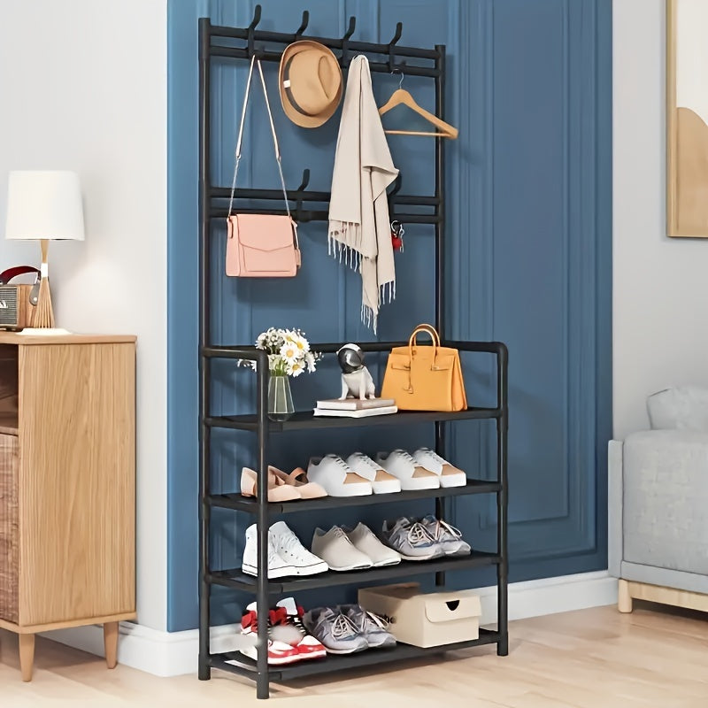 Shoe Rack with Clothes Storage Shelf Hanging Clothes Stand