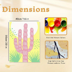 6pcs Cacti DIY Acrylic Painting Set, 40x50 Frameless, Number Coloring Kit