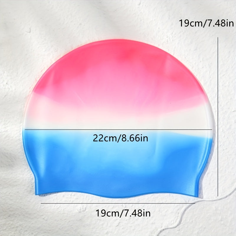 Gradual Change Swimming Cap Ear Protection Durable Waterproof Elastic Cap