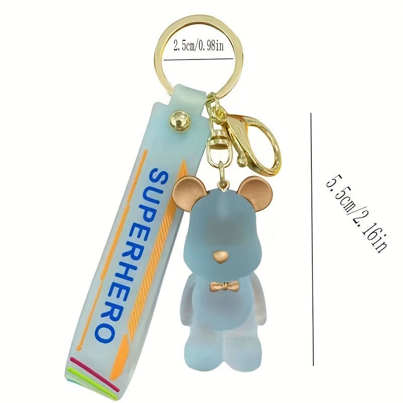 Crystal Bear Silicone Keychain Pendant for Men Car Bag Doll Ornament