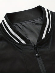 Men's Casual Baseball Collar Zip Up Jacket Coat For Spring Fall