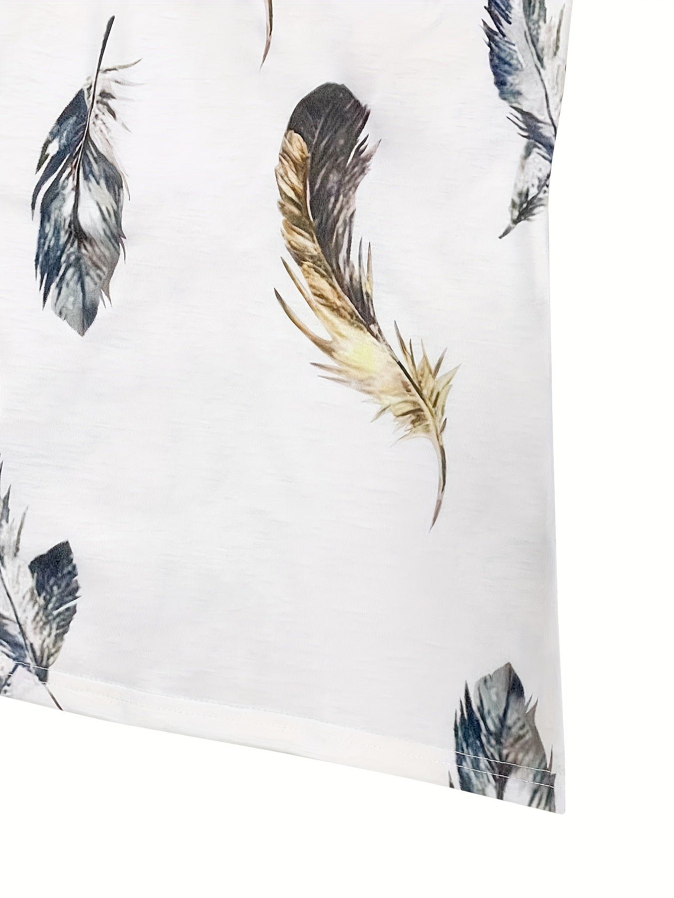 Feather Print V Neck Tank Top Casual Summer & Spring Top