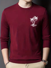 Coconut Palm Print Men's Knitted Sweater