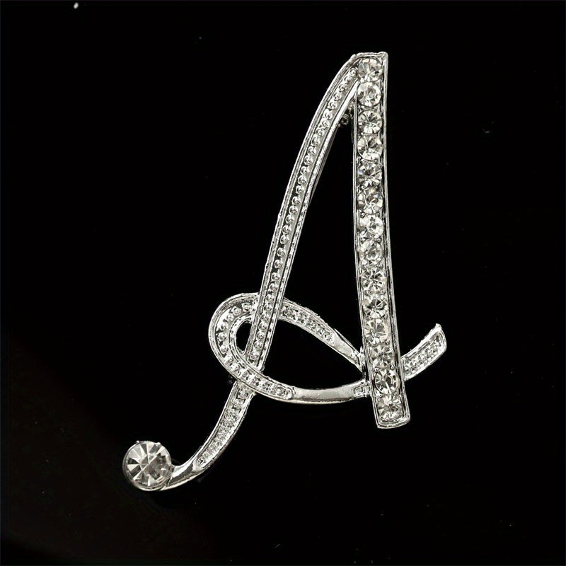 26 Alphabet Brooch Pins Inlaid Diamond Chest Badges Collar Pins & Buckles