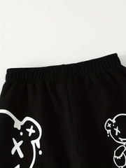 Boy's Bear Print Stretch Pants for Spring and Fall