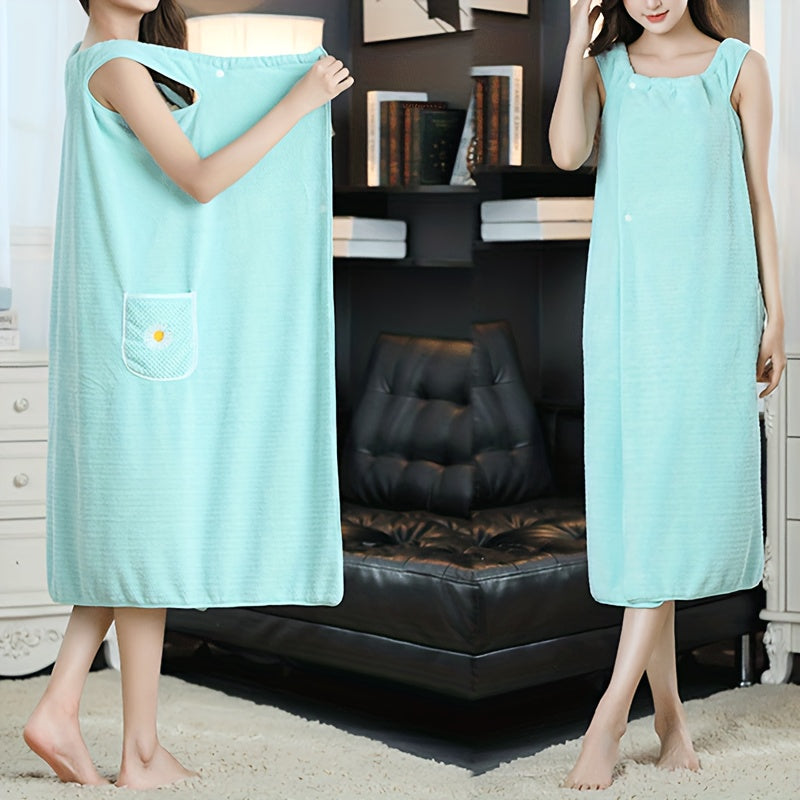 Adults Flower Pattern Bath Skirt, Absorbent & Quick Drying Towel