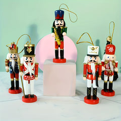 Set of 5 Wooden Soldier Christmas Nutcracker Ornaments