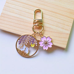 Cartoon Kitten Sakura Keychain Cat Flower Bag Accessories