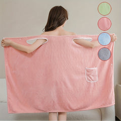 Women Shower Wrap Towel With Strap Pocket Bathrobe Adjustable Shower Spa Wrap