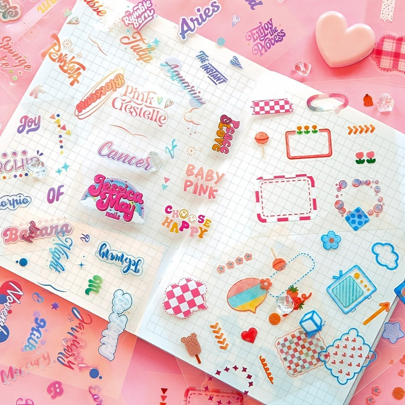 100 Pieces Four-in-One Journal Scrapbook Paper & Sticker Pack