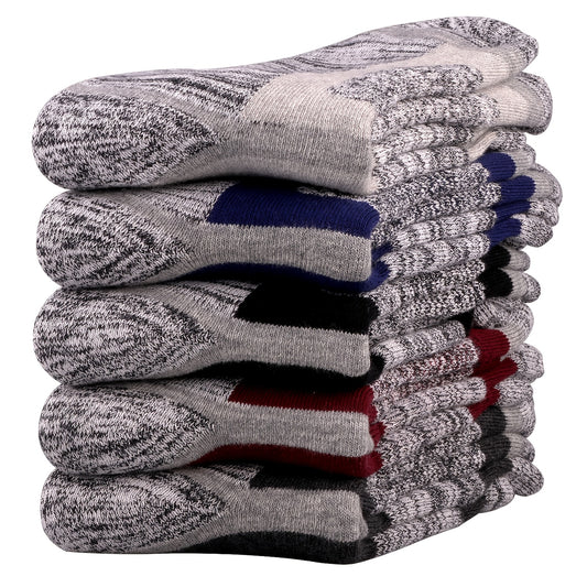 YUEDGE Men's Outdoor Hiking Crew Socks 5 Pairs Pack