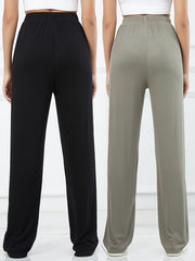 2pcs Women's Stretch Jogger Pants Elastic Waist Loose Fit Casual Activewear