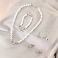 Y2K Faux Pearl Saturn Jewelry Set for Women