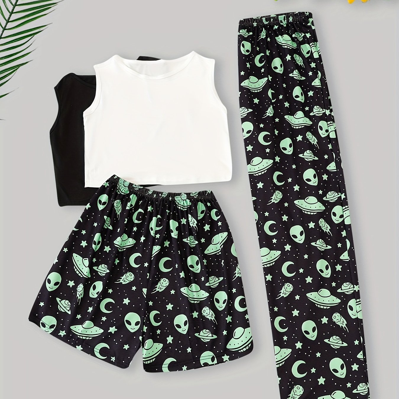 Alien Pajama Set Crew Neck Tank Top & Shorts