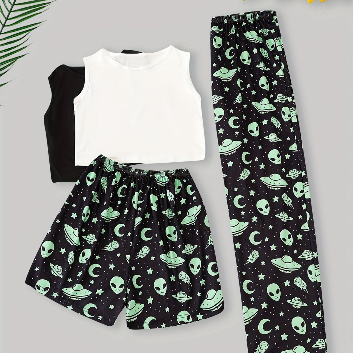 Alien Pajama Set Crew Neck Tank Top & Shorts