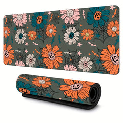 Halloween Skull Pumpkin Ghost Flowers Desk Mat Large Gaming Mousepad