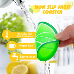 7pcs Silicone Fruit Coasters for Kitchen Patio Bar Heat Insulation Drink Cup Mat