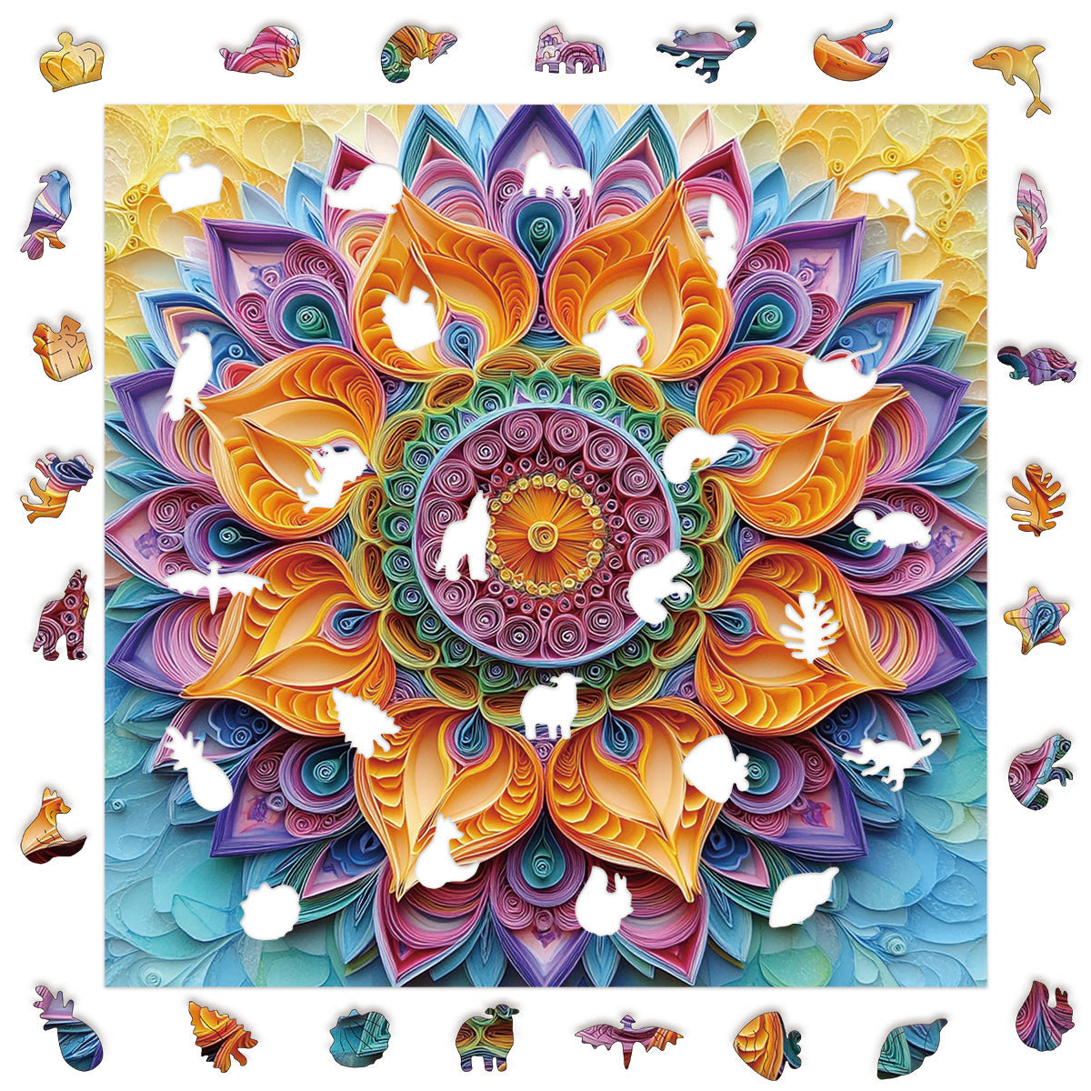 Sunflower Wooden Puzzle with Animal Pieces - Fun Puzzle Gift