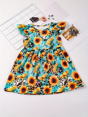 Toddler Girls Sunflower Princess Dress For Party