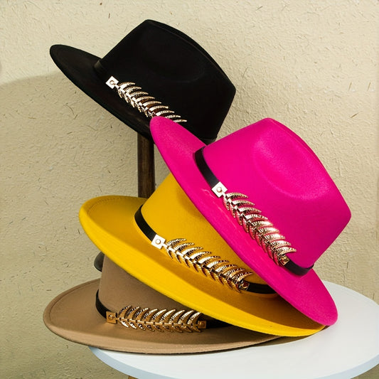 Men's Wide Brimmed Hat with Belt Decoration