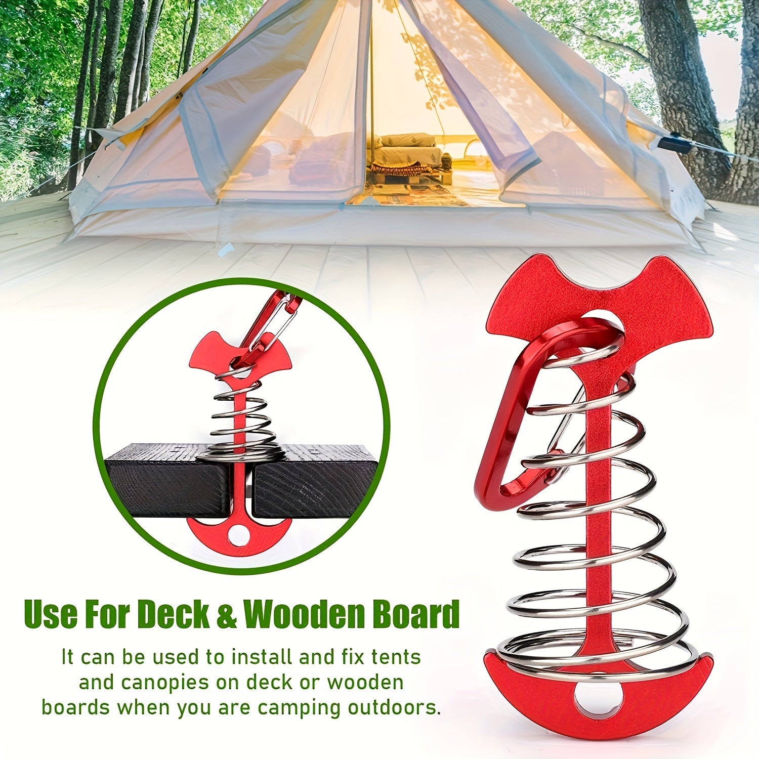 5pcs Tent Ground Anchor Pegs and Carabiners Set