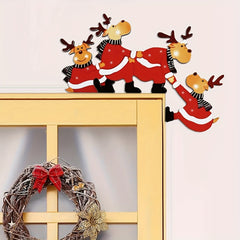 Christmas Santa & Reindeer Wooden Door Frame Decor