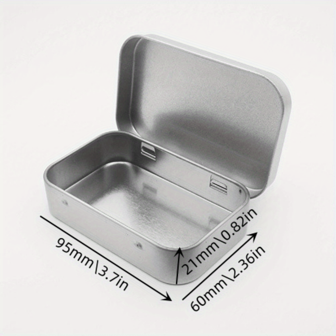 2pcs Metal Rectangular Storage Jar Empty Hinged Tins Mini Portable Box