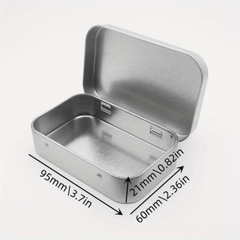 2pcs Metal Rectangular Storage Jar Empty Hinged Tins Mini Portable Box