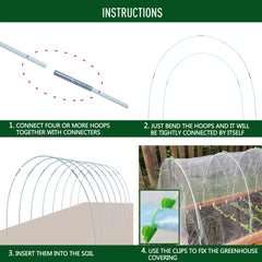 25pcs Greenhouse Hoops Rust Fiberglass Support Frame For Plant Grow Tunnel