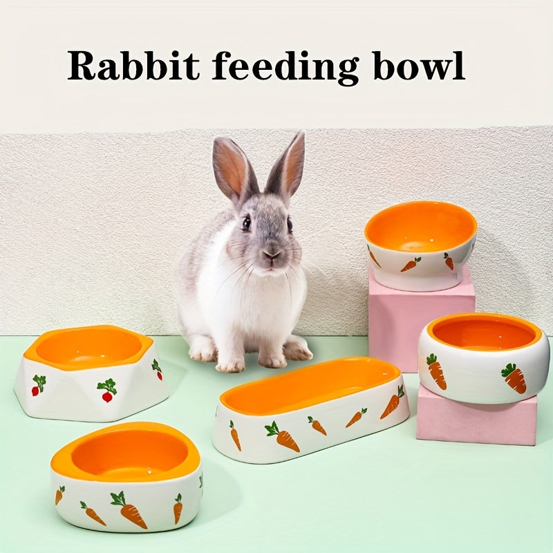 Rabbit Ceramic Feeding Bowl Elevated Tilted for Comfortable Eating