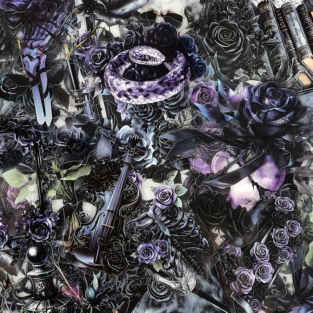 50 Gothic Rose Stickers Transparent PET Material for Various Items